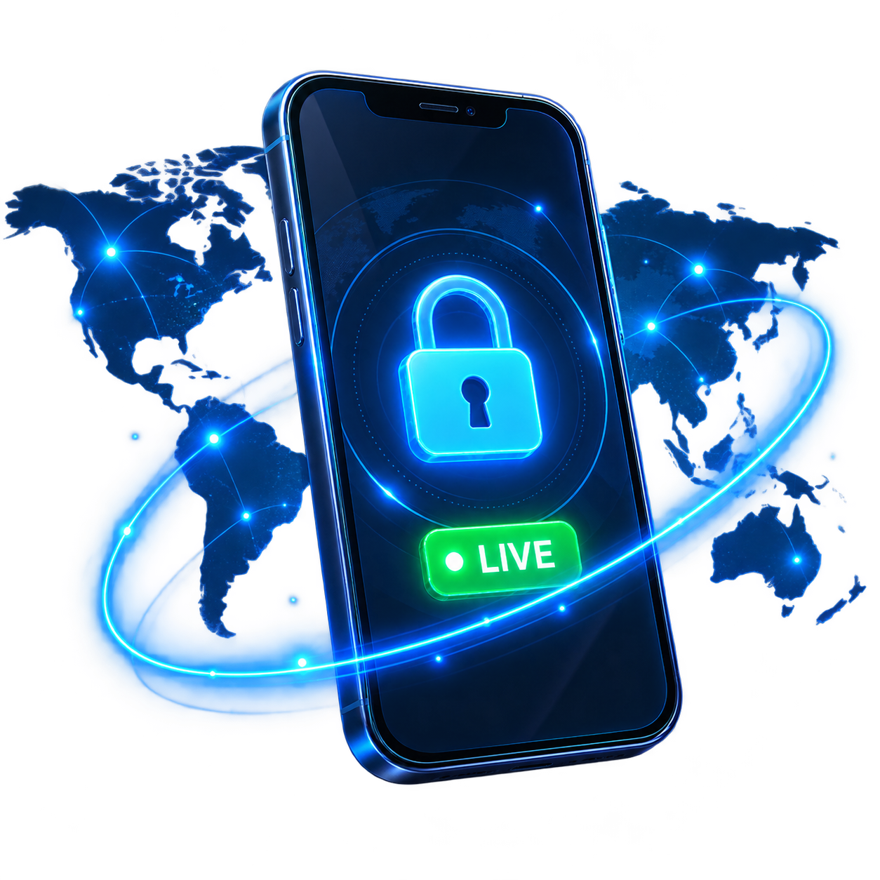 Secure smartphone with live monitoring and global connection