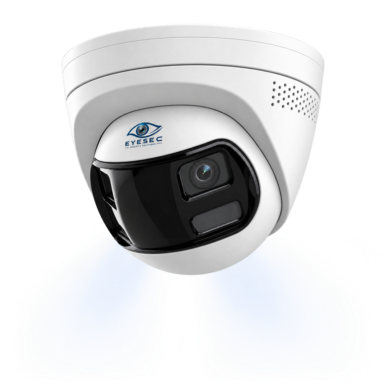 Eyesec panoramic CCTV camera with twin security lights illuminated